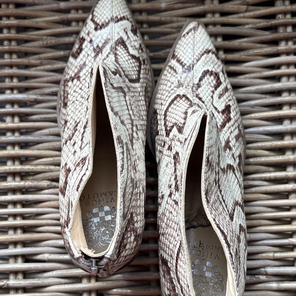 Vince Camuto Snake-Print Ankle Booties in Beige and Brown - Picture 4 of 9
